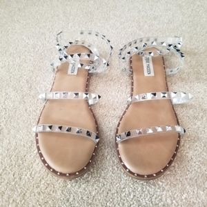 Steve Madden Clear Strap Studded Travel Sandals